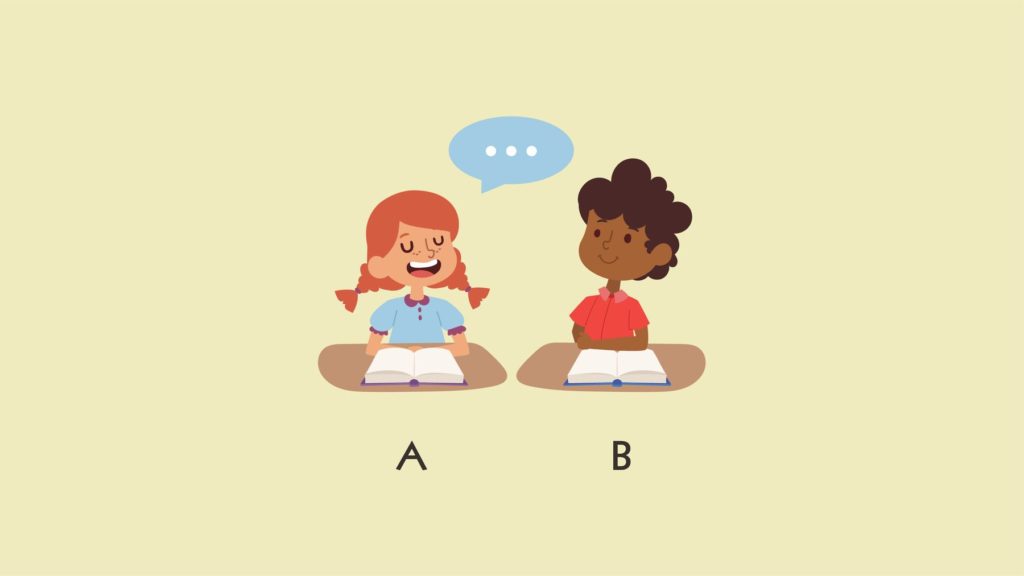 illustration of two students participating in Turn & Talk