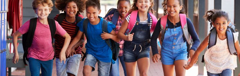 Group of students going back to school.